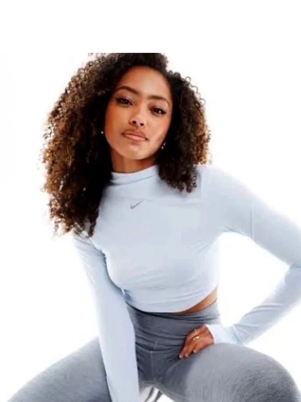 Nike Dri-FIT Baby Blue Cropped Mock Neck — Sz M